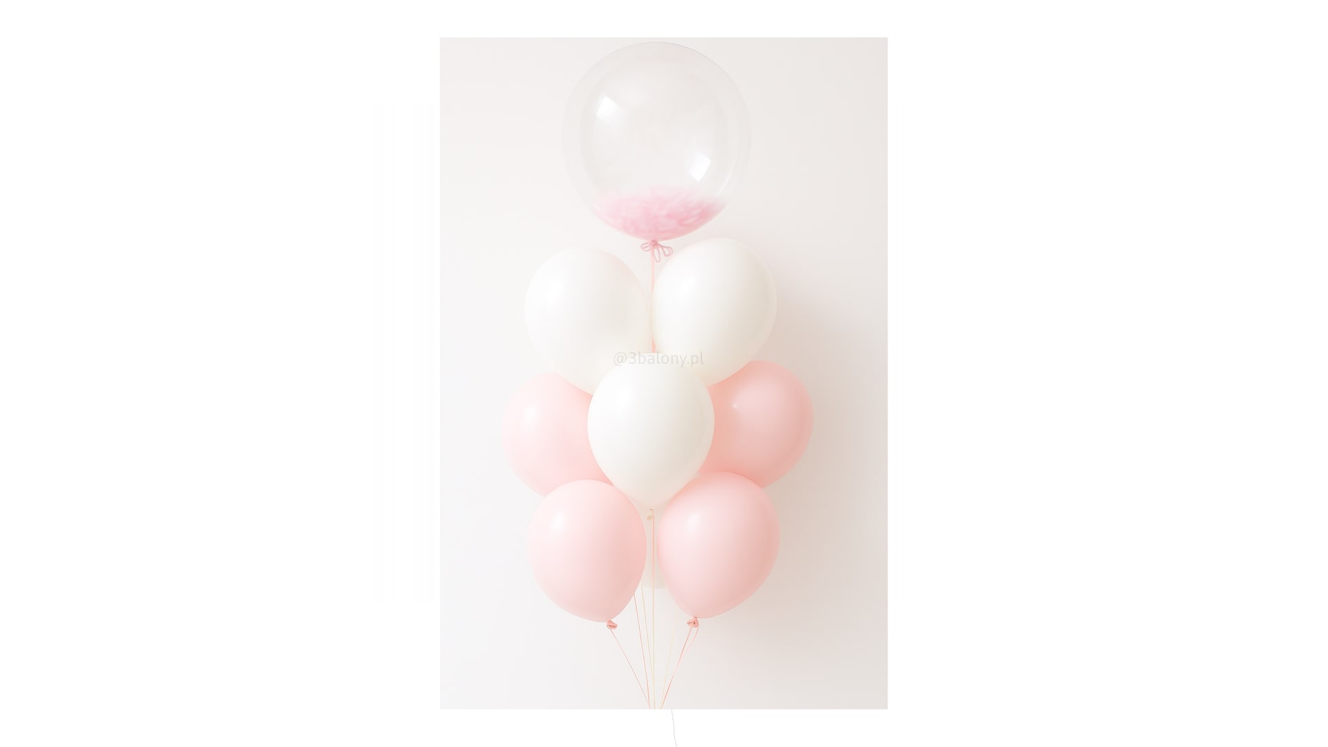 Kompozycja balonów w odcieniach bieli i różu