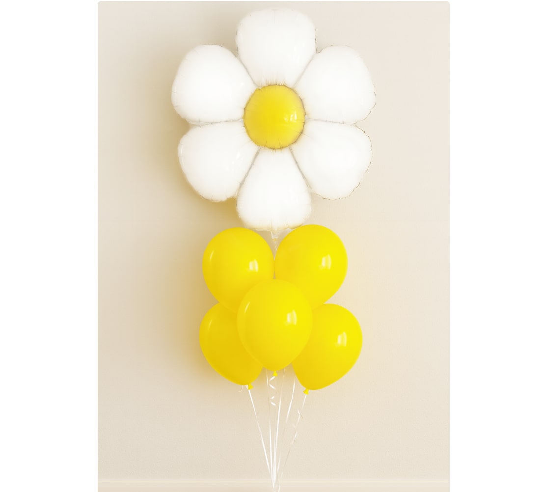 Bukiet balonów z helem – stokrotka i żółte balony na każdą okazję