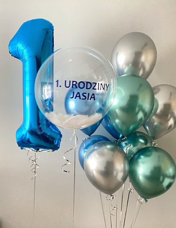 Bukiet balonów z cyferką, kulą i balonami glossy