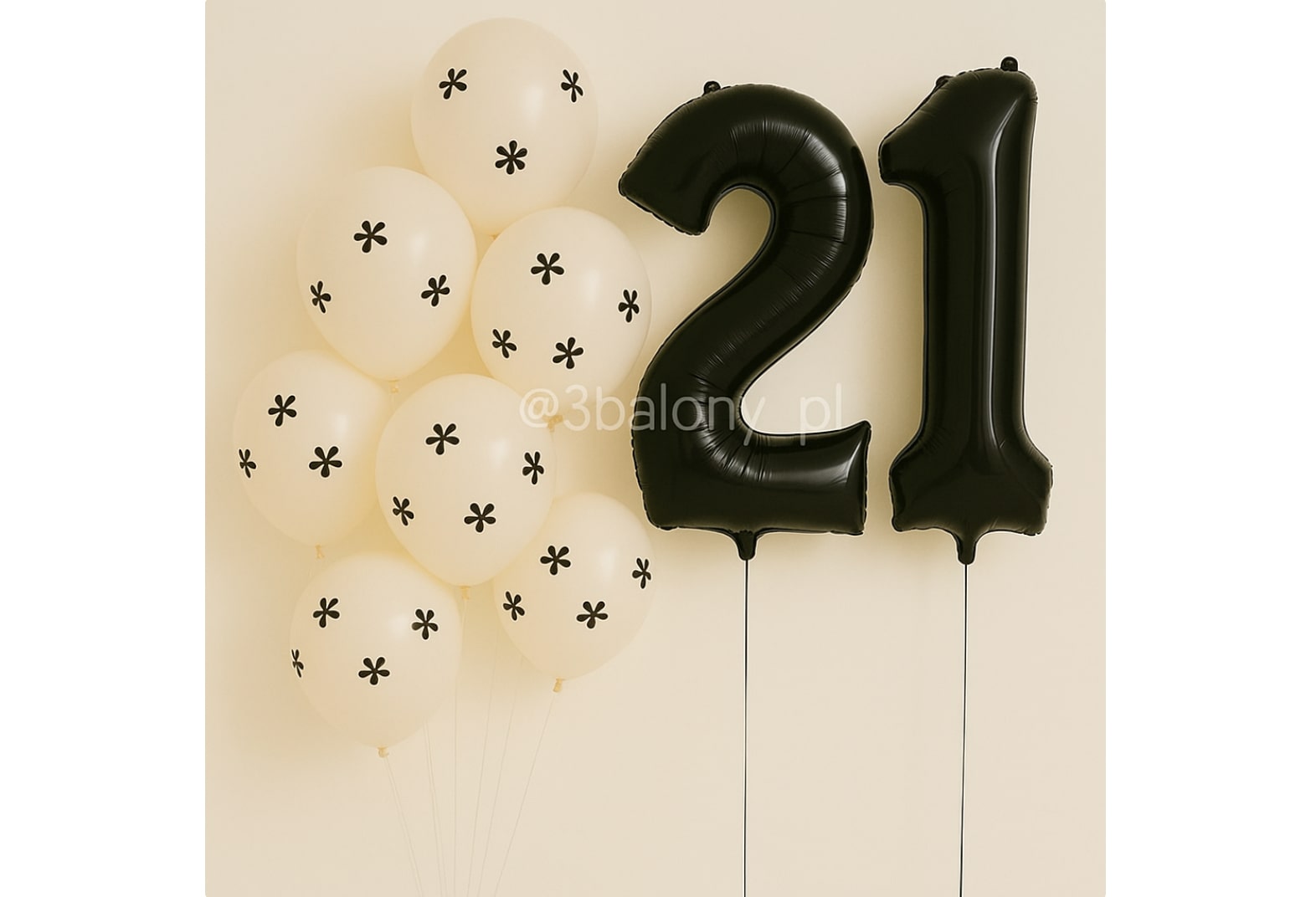 Zestaw balonów na 21 urodziny w czarno beżowym kolorze