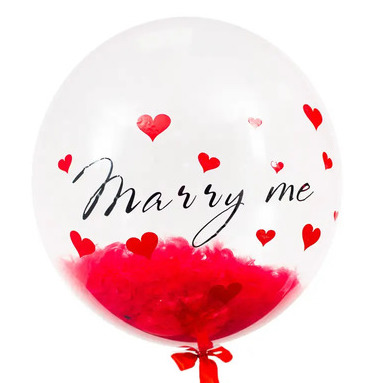 Balon okrągły transparentny wypełniony konfetti/piórami + dowolny napis z helem