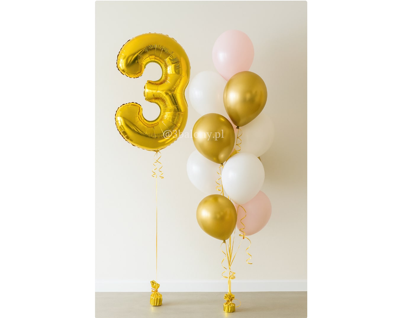Bukiet balonowy z cyferką w złoto-różowym kolorze