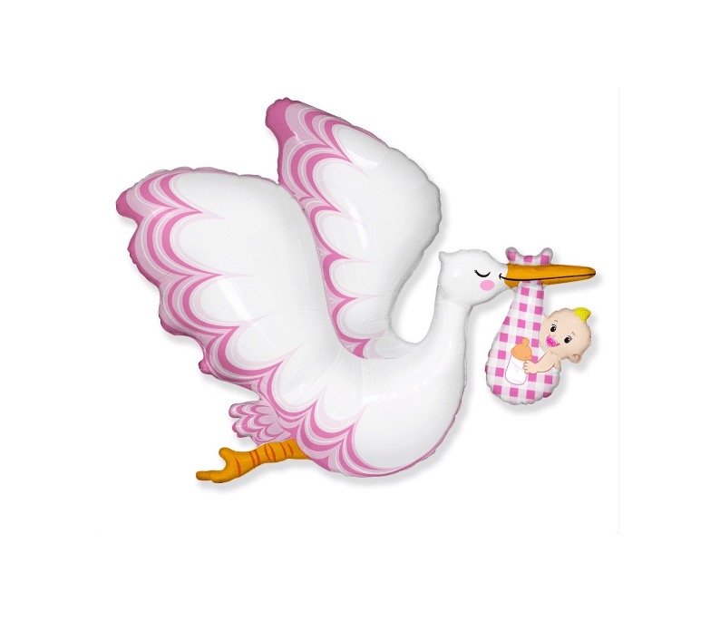 Balon bocian Baby Girl z helem