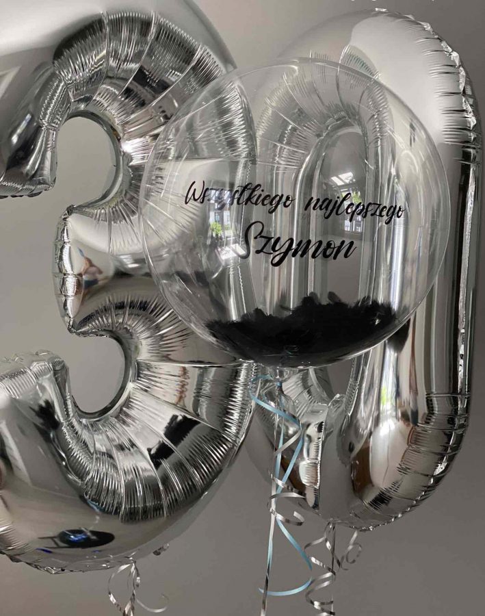 Balony cyfry z balonem bubble