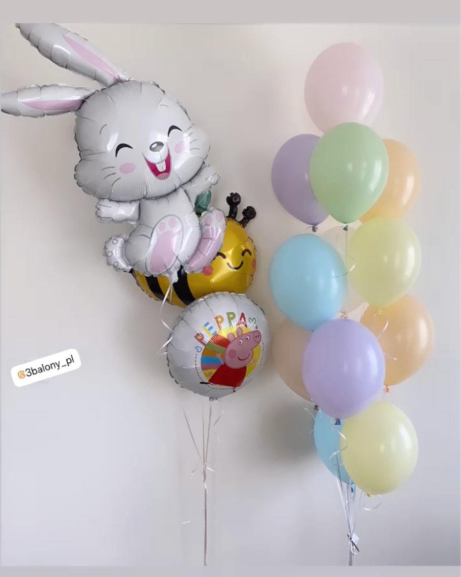 Bukiet z 12 balonów pastelowych z trzema balonami foliowymi