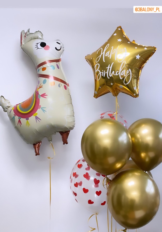 Zestaw urodzinowych balonów z balonem alpaka