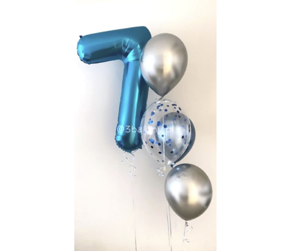Mały bukiet balonowy z niebieską cyfrą