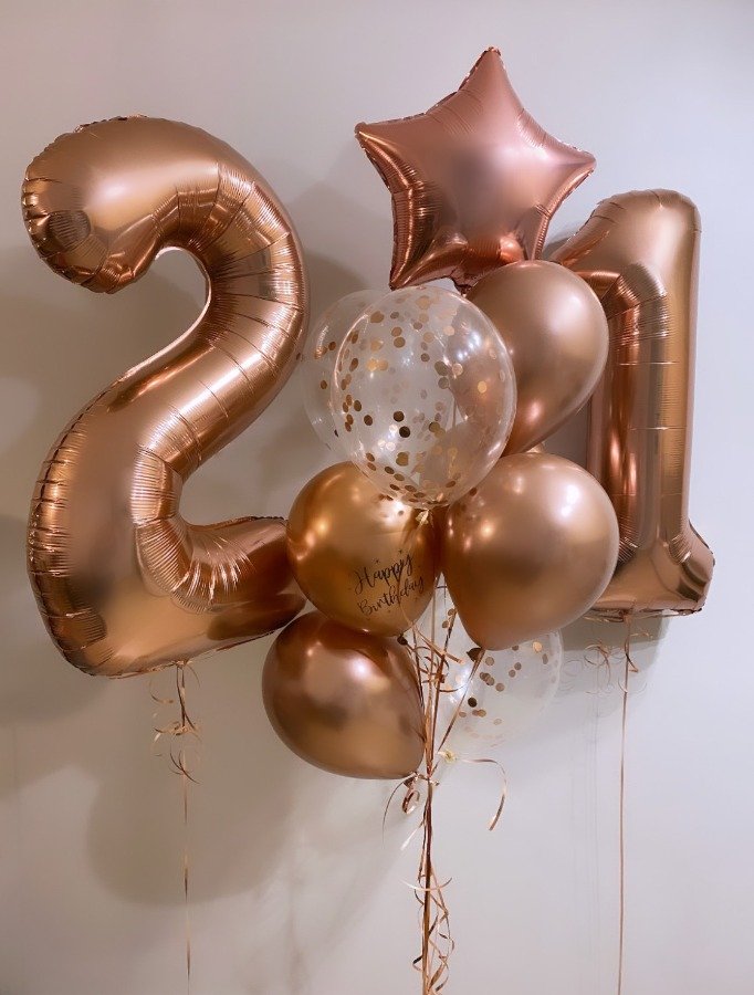 Bukiet balonowy w kolorze gold rose