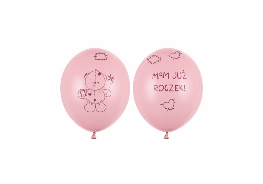 Różowy balon lateksowy z napisem „Mam już roczek”