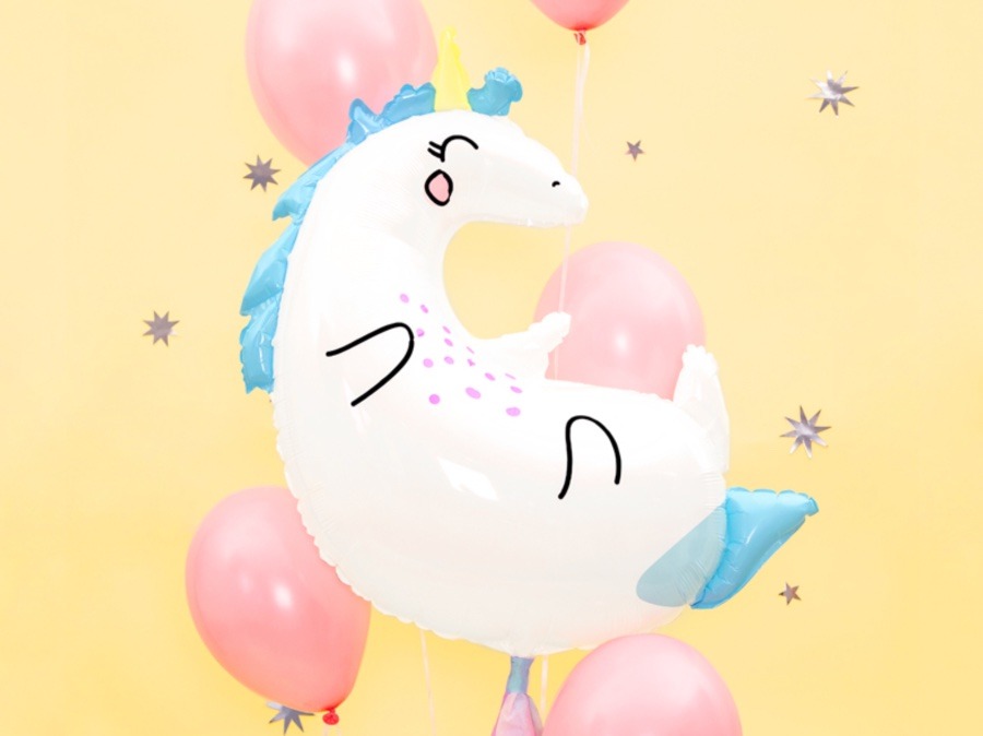 Balon foliowy biały jednorożec