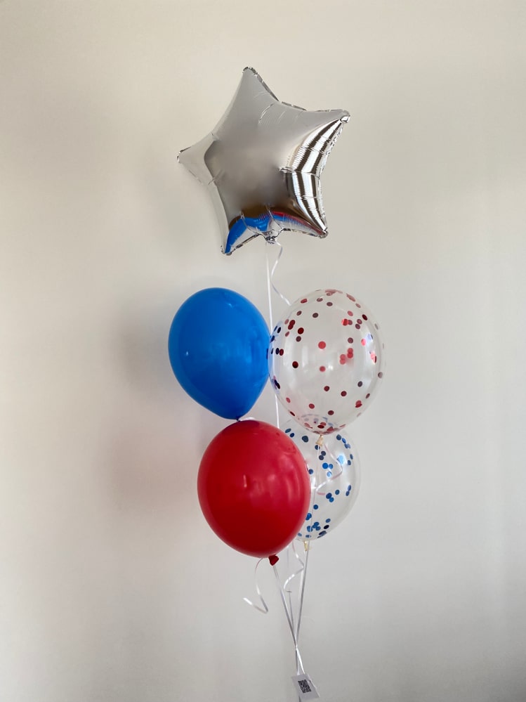 Balonowy zestaw z gwiazdką – 4 balony lateksowe + foliowa gwiazda