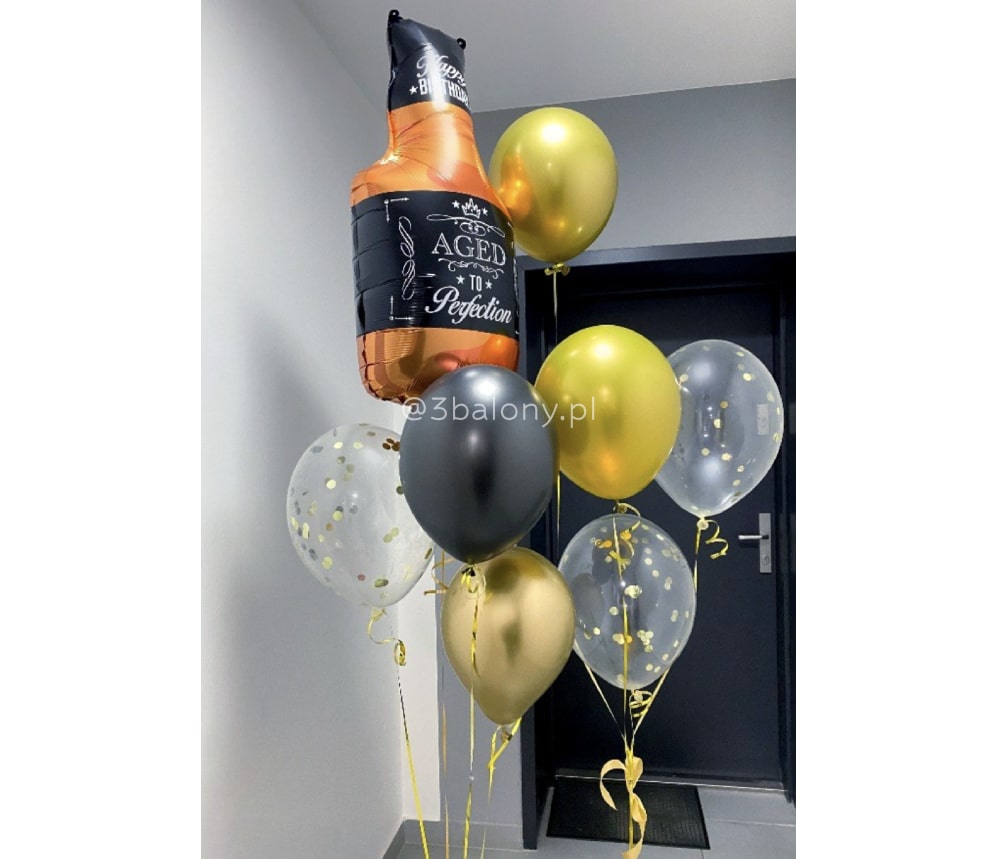 Bukiet balonów z balonem w kształcie whisky