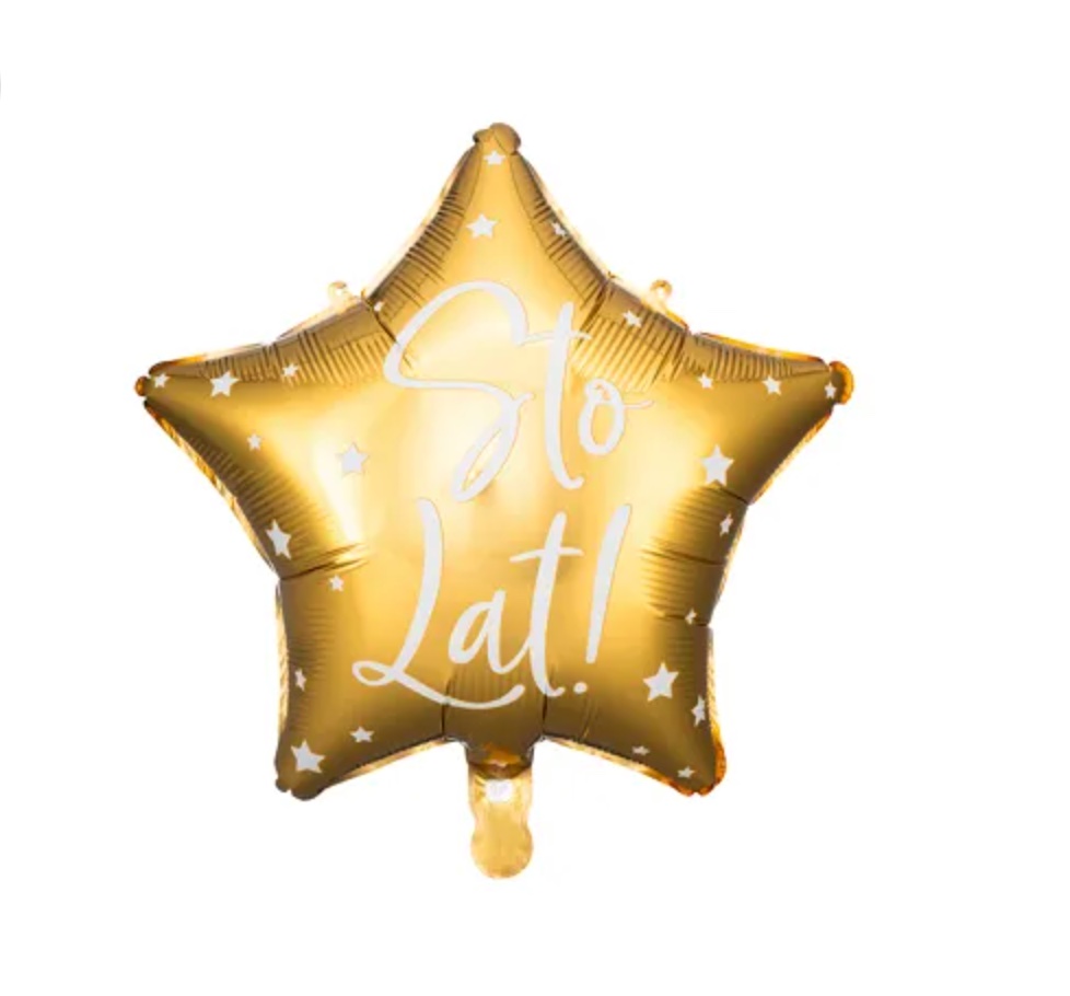Balon foliowy gwiazdka Sto Lat! z helem