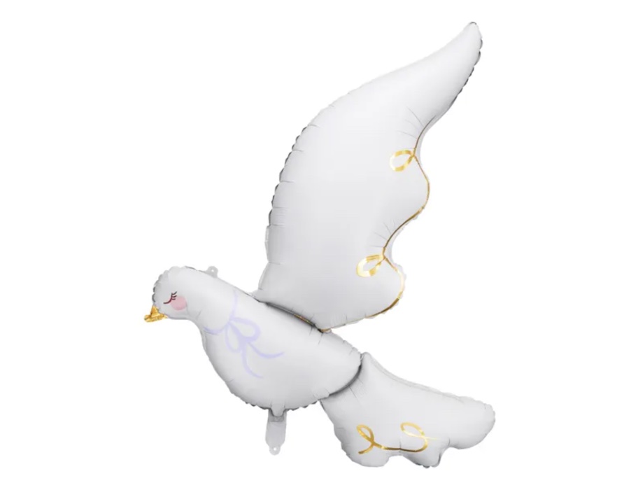 Balon foliowy biały gołąb z helem