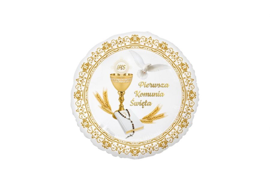 Balon foliowy Pierwsza Komunia Święta, 45 cm