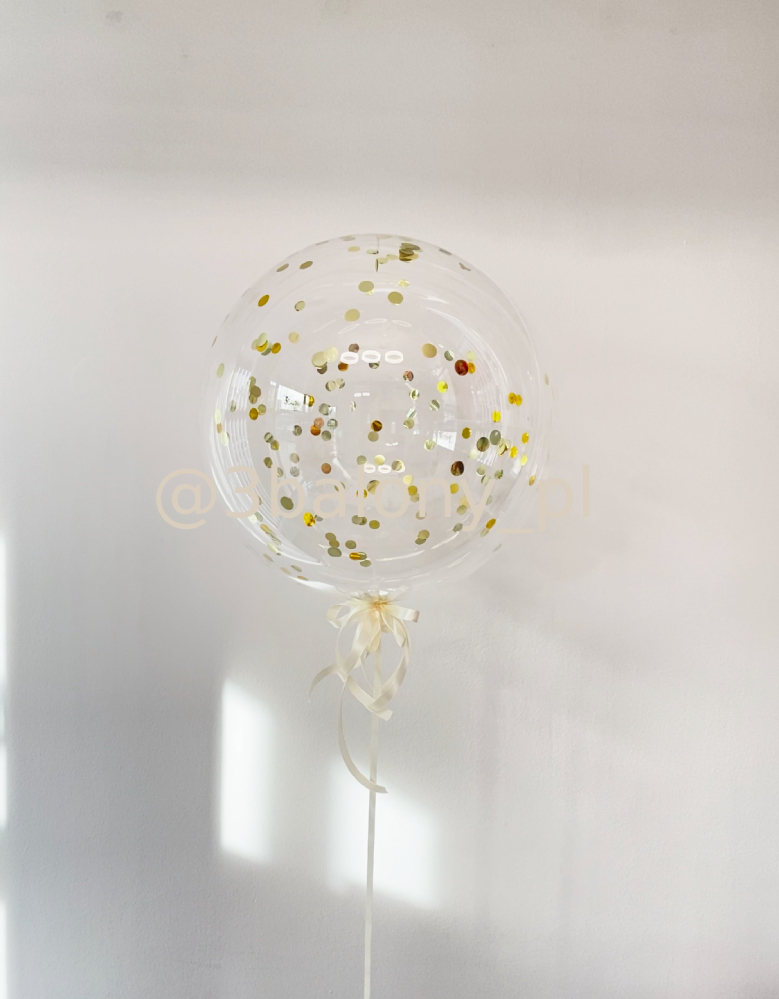 Balon Bubble ze złotym konfetti