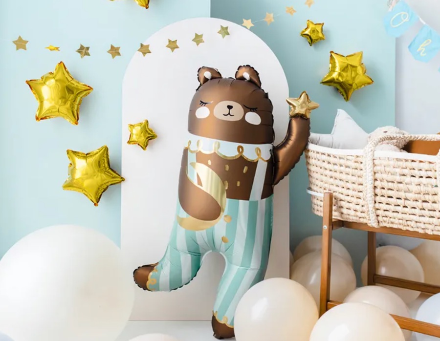 Balon foliowy Miś z gwiazdką i księżycem