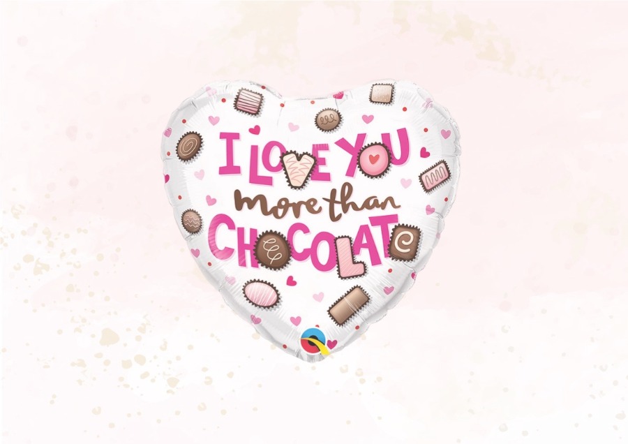 Balon serce z napisem i love you more than chocolate