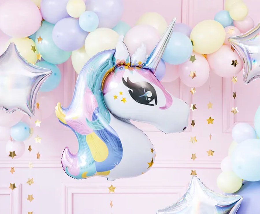 Balon niebieski jednorożec, 90 cm
