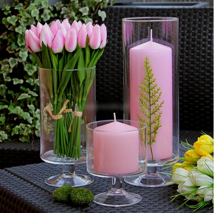 Świecznik szklany na nodze 15 cm, 20 cm, 25 cm