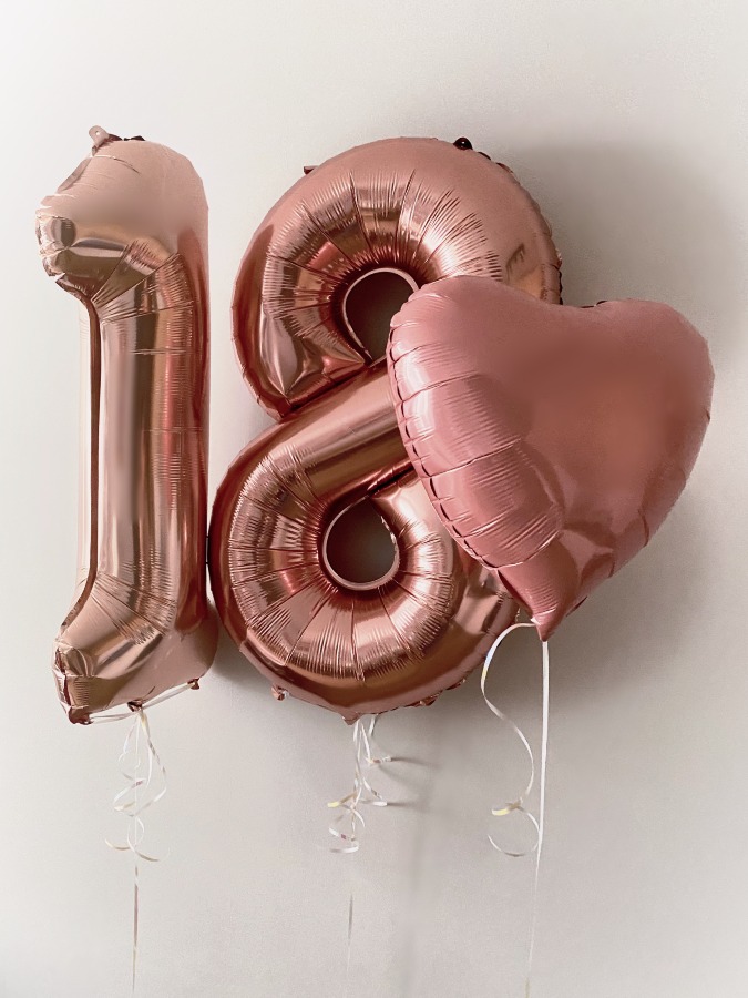 Balon cyfra 18 i serce