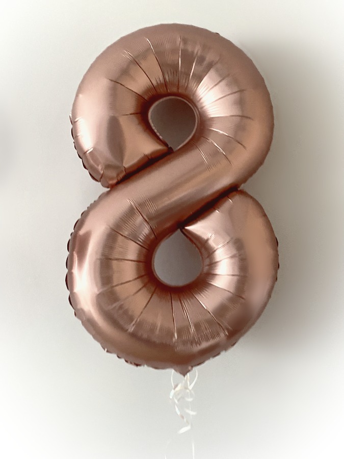 Cyfra 8, kolor różowe złoto z helem