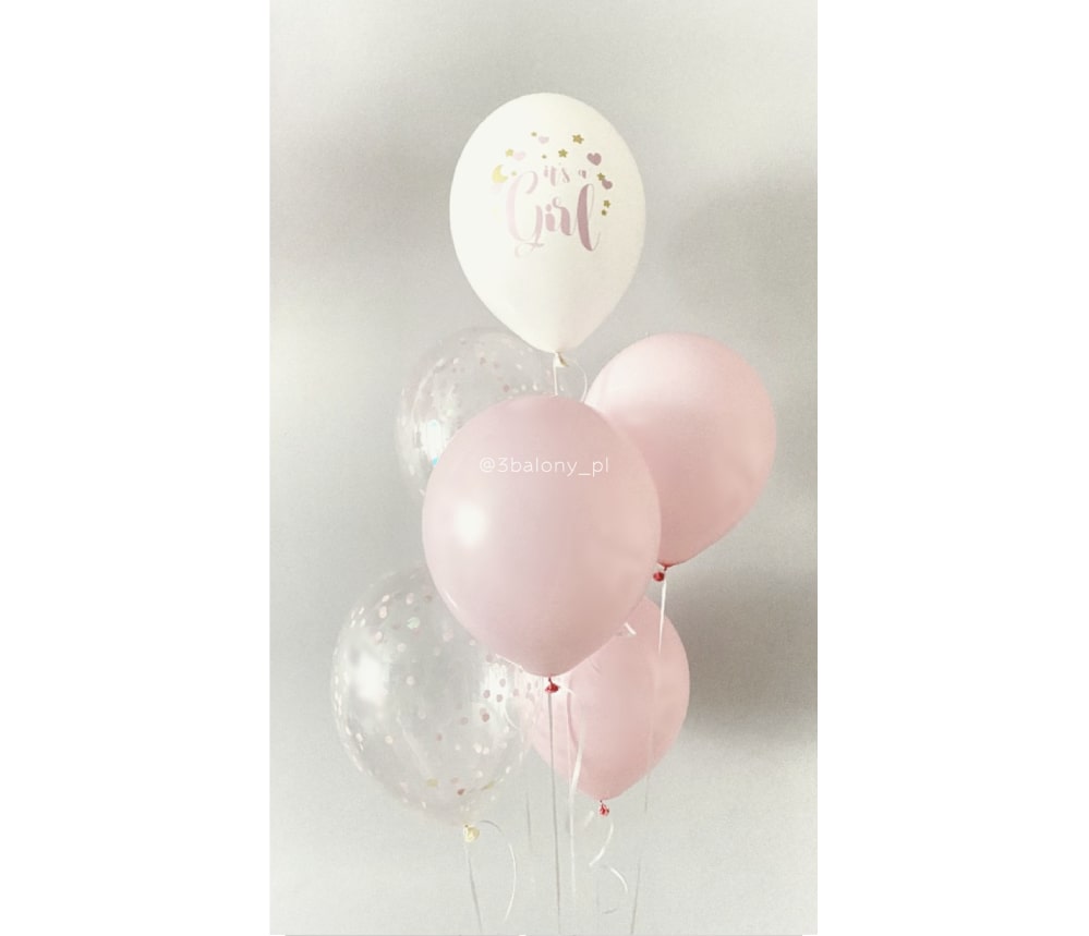 Miły bukiet na Baby Shower z helem