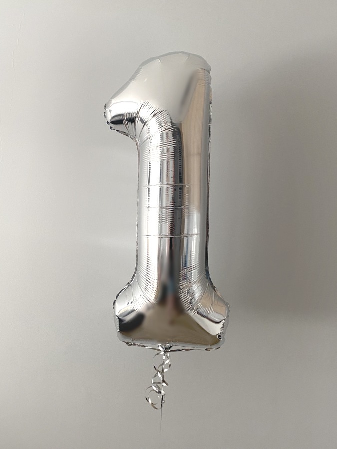Balon cyfra 1 kolor srebrny
