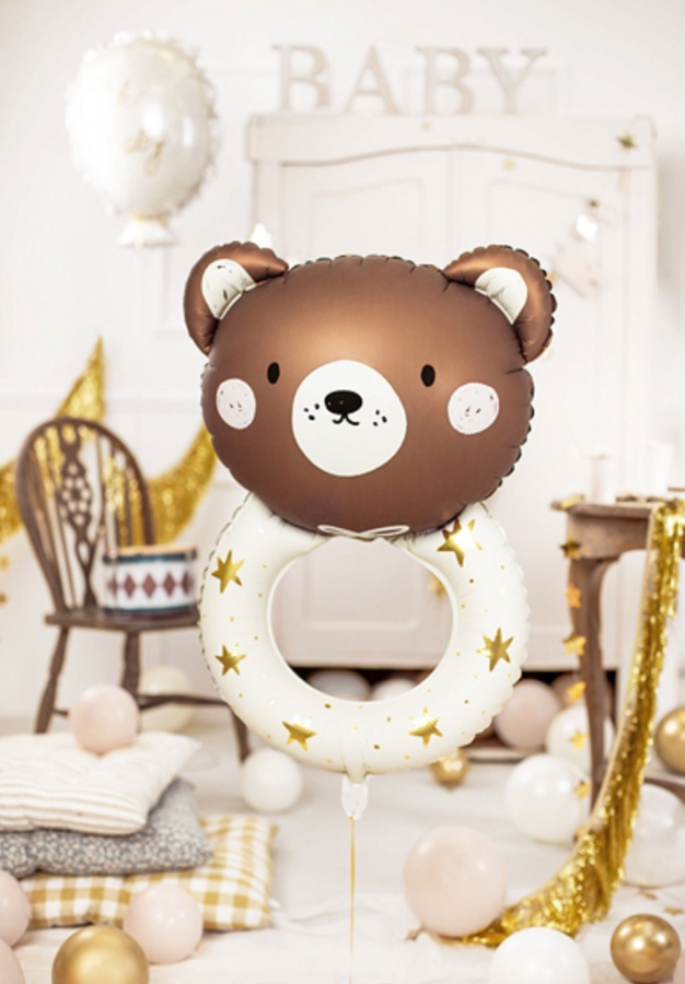 Balon foliowy Grzechotka miś, 88 cm