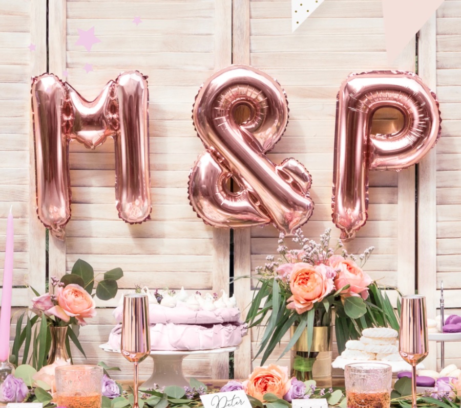 Balon literka 35 cm (do zawieszania) w kolorze różowe złoto