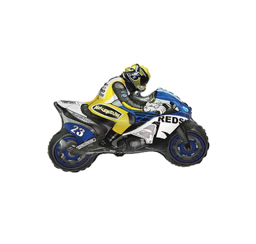 Balon foliowy motor ścigacz niebiesko-żółty