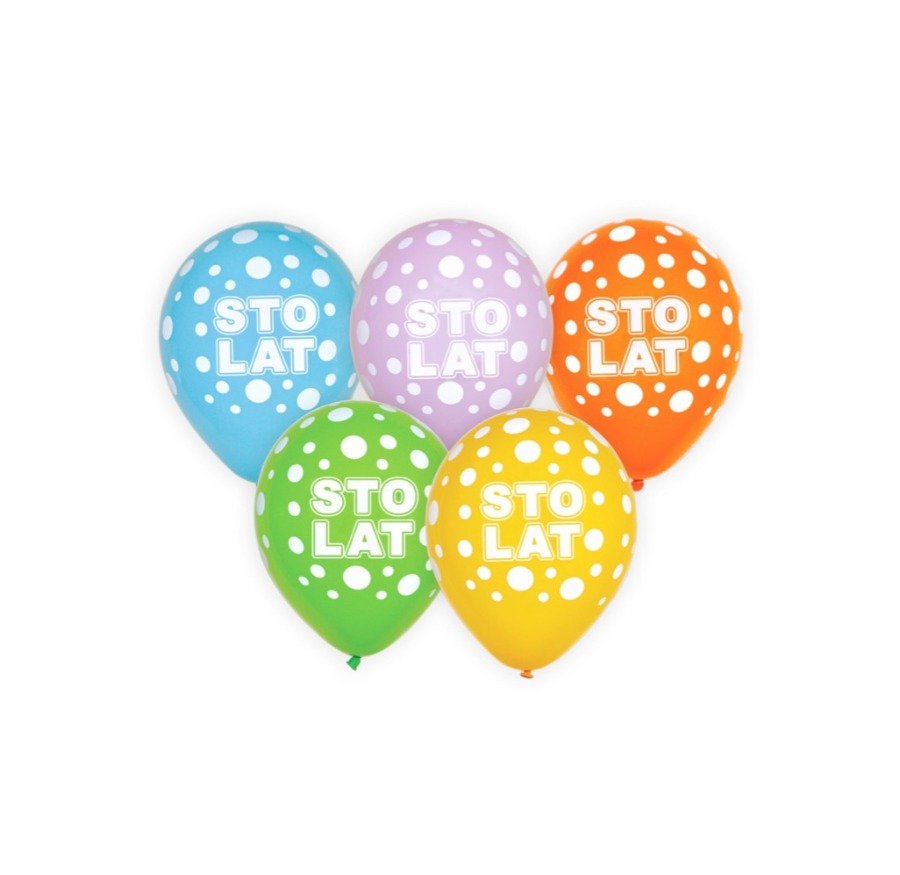 Kolorowy balon lateksowy z napisem sto lat z helem