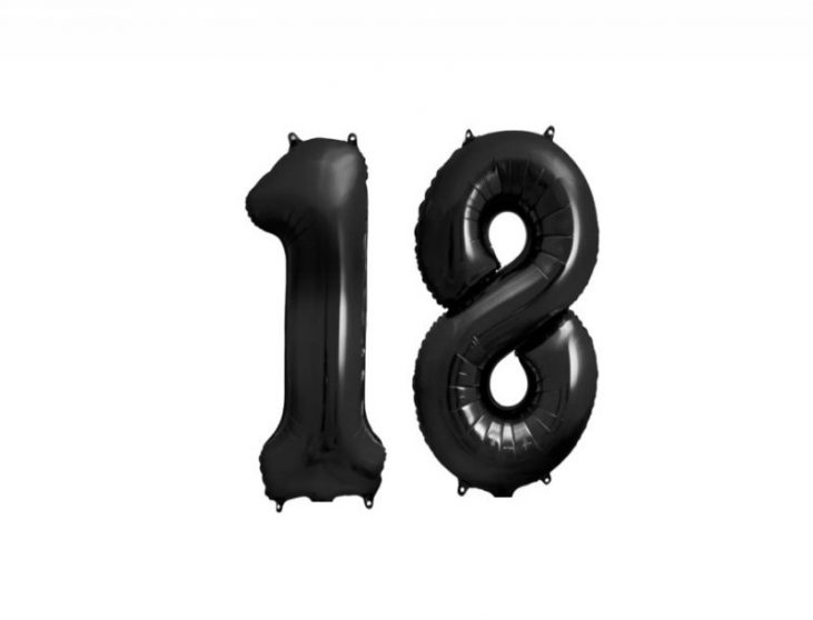 Czarne cyfry 1 i 8 z helem