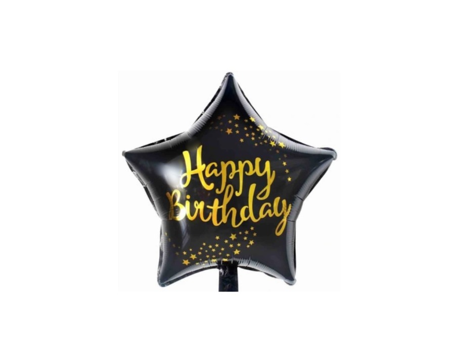 Czarny balon gwiazdka z napisem HB po obu stron