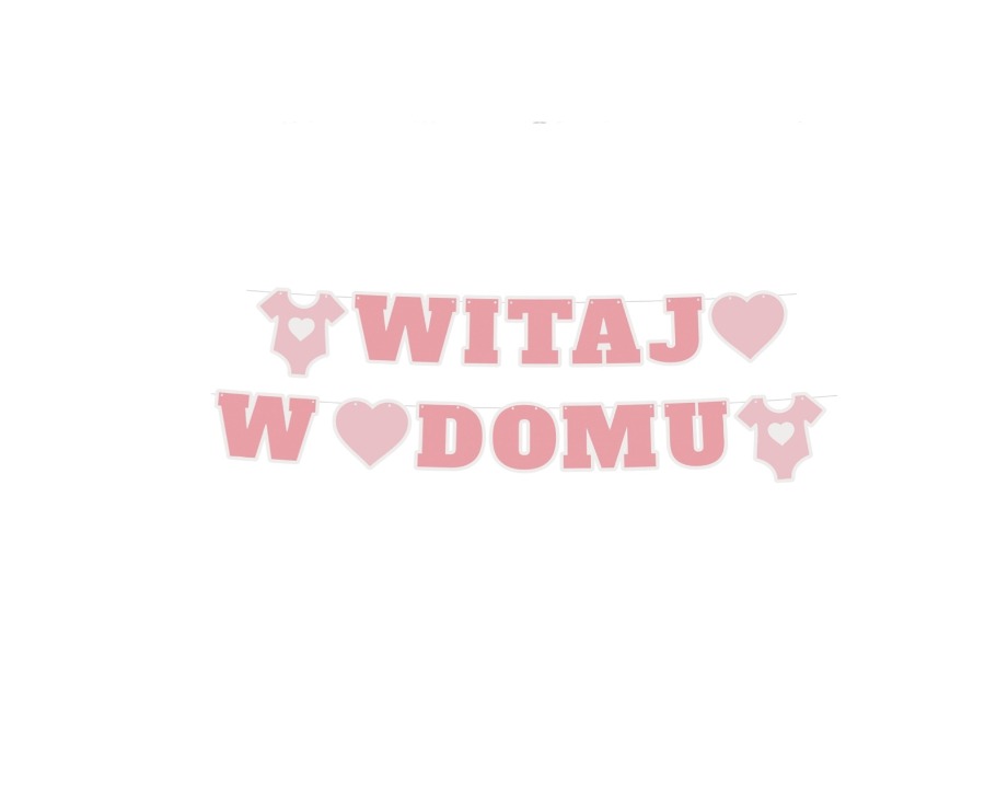 Girlanda papierowa Witaj w domu, różowa, 280 cm