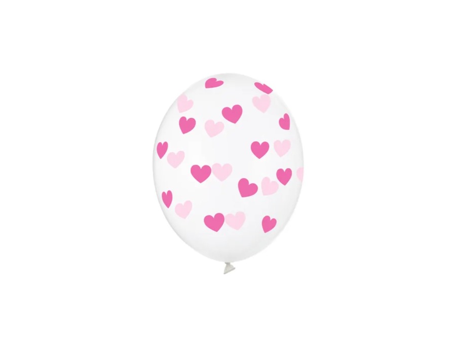 Przezroczysty balony lateksowy w różowe serduszka