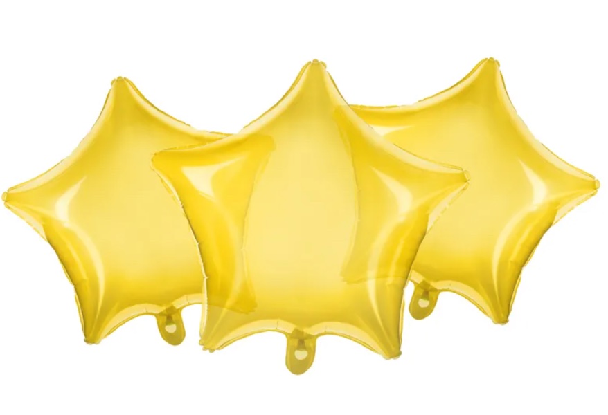 Balon gwiazdka w żółtym kolorze z helem