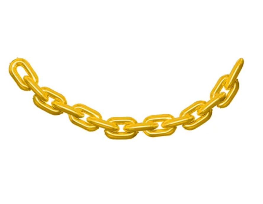 Długi łańcuch z balonów w złotym kolorze