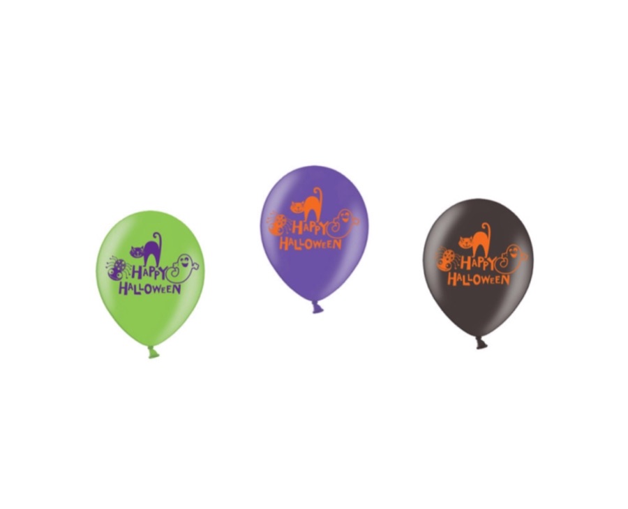 Balon lateksowy z nadrukiem Happy Halloween (różne kolory)