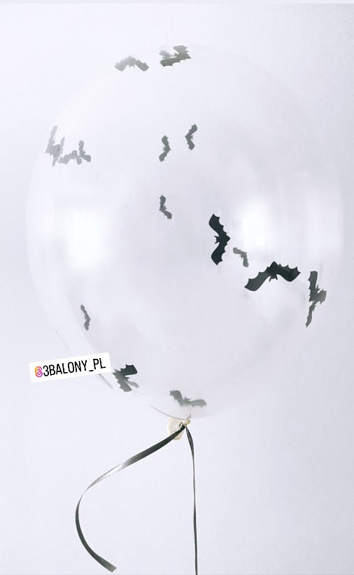Balon przeźroczysty konfetti nietoperze