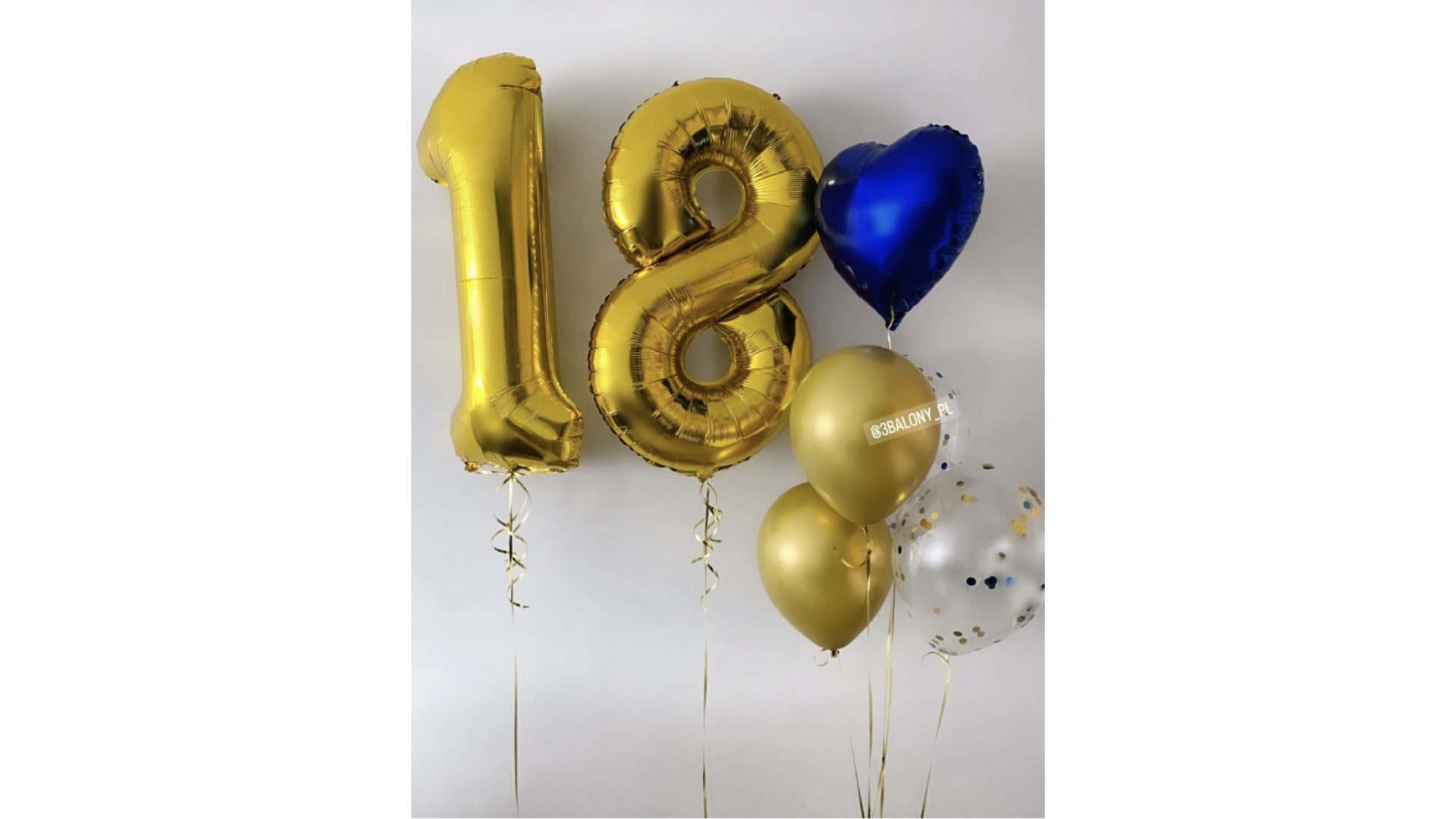 Balony 18 w kolorze złotym z balonami lateksowymi oraz sercem