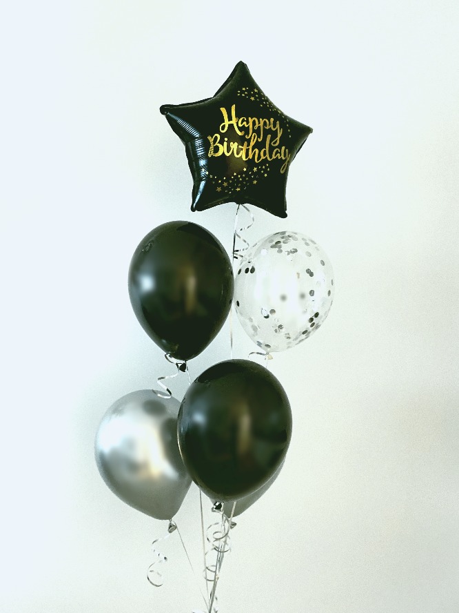 Zestaw balonów w kolorach srebrno- czarnych