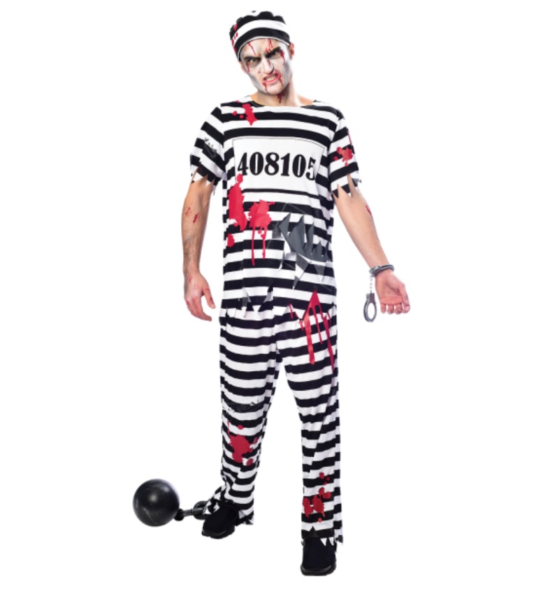 Kostium Skazany Zombie dla dorosłych, rozmiar M, L lub XXL