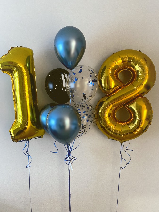 Balony urodzinowe w zestawie z cyfrą 18