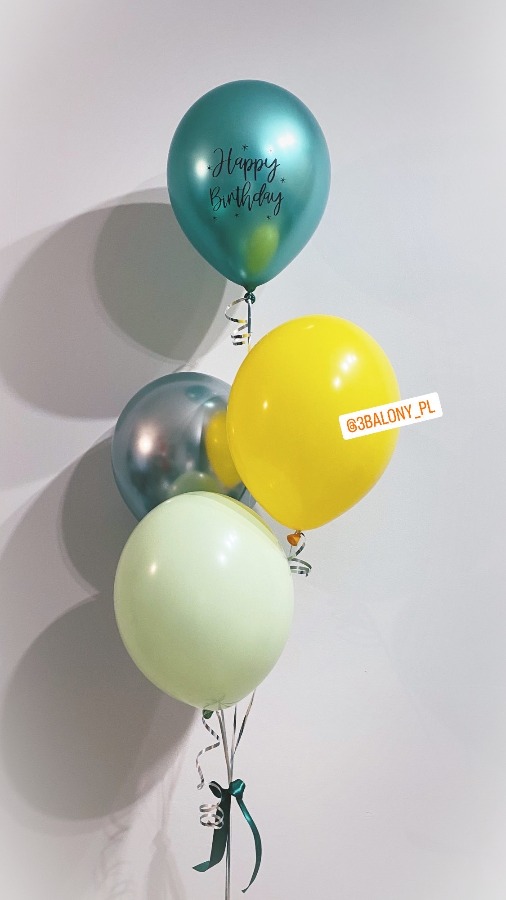 Zielone i żółte balony z helem