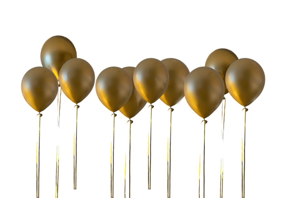 Balon złoty z podwójnymi tasiemkami