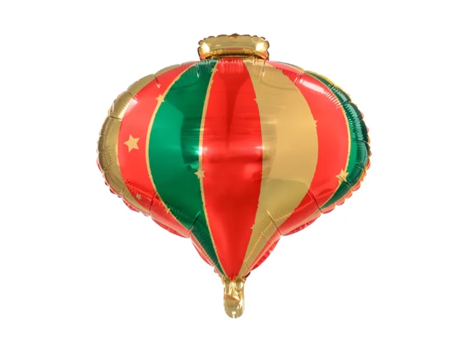 Matowy balon foliowy Bombka w kolorze czerwonym z zielonym