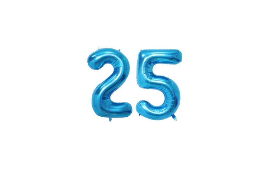 Balon cyfra 25 w kolorze niebieskim