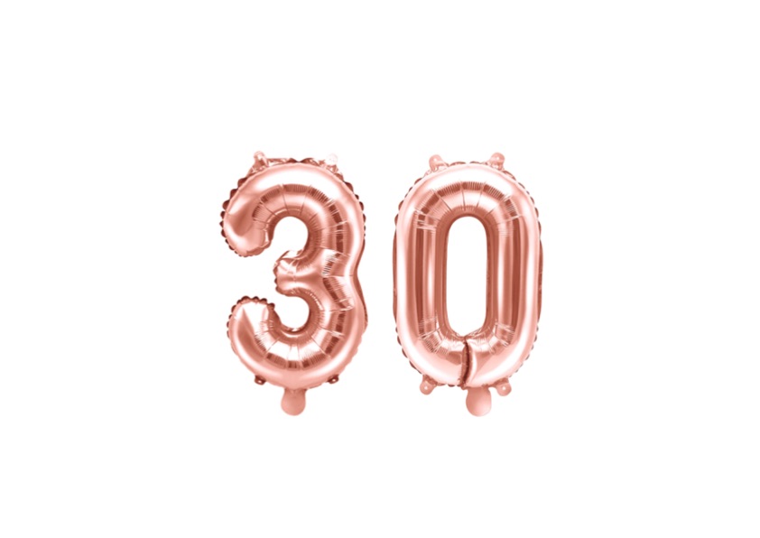 Balon foliowy Cyfra ”3″ i „0” w kolorze gold rose