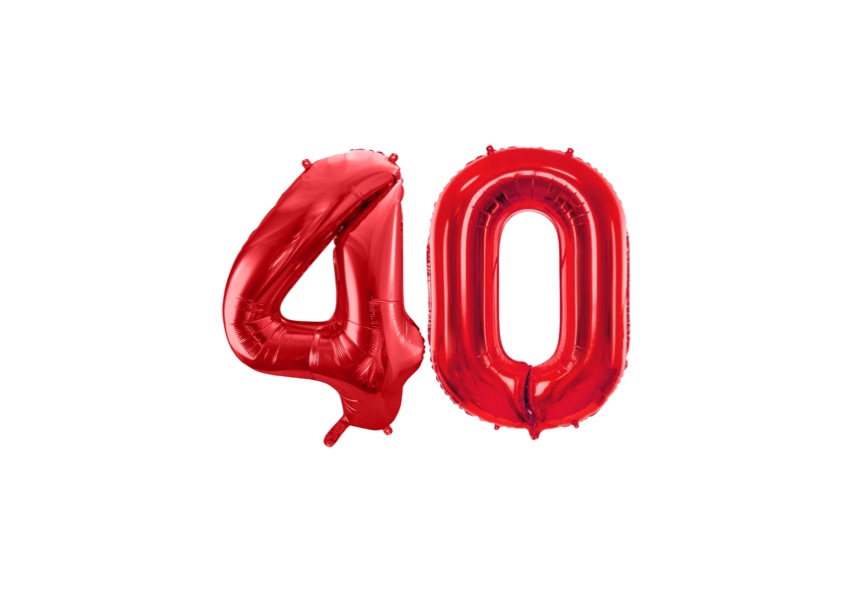 Balony cyfry 40 w kolorze czerwonym z helem